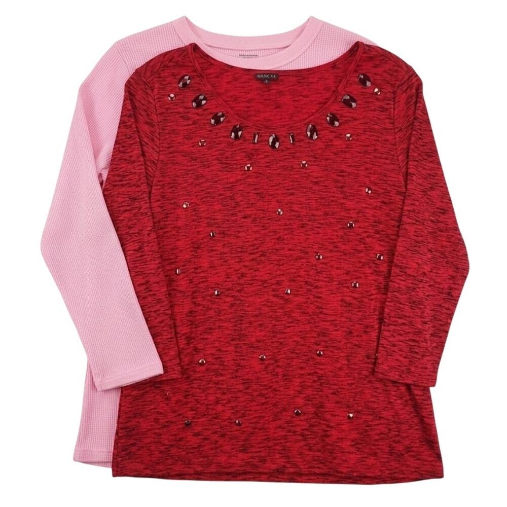 Hannah Beaded Top Pink Purple BUNDLE DEAL Summer Lightweight Plus Size 1X